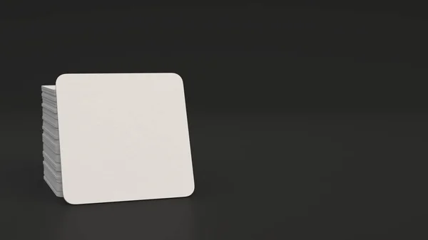 Mockup of blank white square beer coasters — Stock Photo, Image