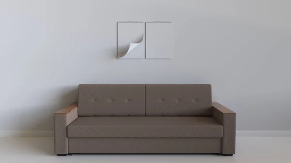 Two blank spiral calendars on the wall above sofa — Stock Photo, Image