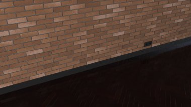 Tuğla duvar ve parke zeminler ile boş oda