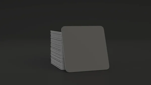 Mockup of blank black square beer coasters — Stock Photo, Image