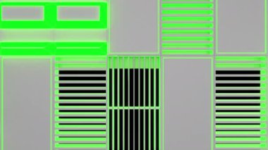 Fütüristik teknolojik veya endüstriyel arka plan yapılmış parlak çizgiler ve öğeleri ile ekleri. Arka plan. 3D render animasyon.