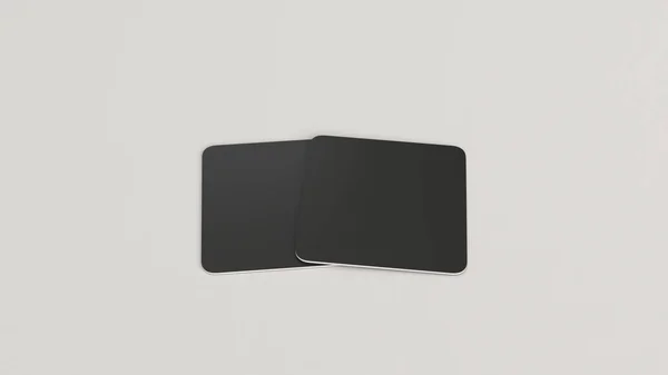 Макет порожніх чорних квадратних пивних підставок — стокове фото