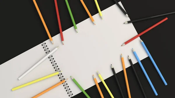 Drawing album with pencils — Stock Photo, Image