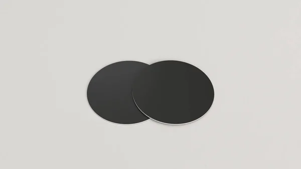 Attrappe von leeren schwarzen runden Bierdeckeln — Stockfoto