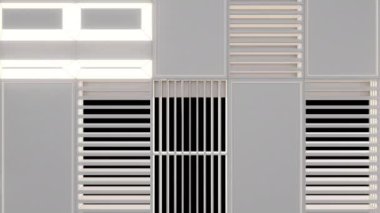 Fütüristik teknolojik veya endüstriyel arka plan yapılmış parlak çizgiler ve öğeleri ile ekleri. Arka plan. 3D render animasyon.