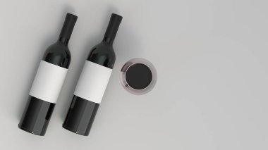 İki şişe kırmızı şarap cam mockup