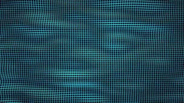 Golvende Oppervlak Gemaakt Van Zwarte Kubussen Met Blauwe Gloeiende Achtergrond — Stockvideo