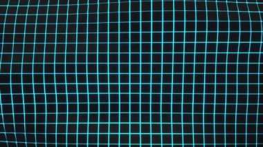 Dalgalı yüzeyi parlak arka plan mavi siyah küpler yapılmış. Soyut geometrik animasyon döngüsü. 3D render