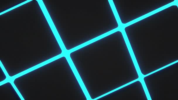 Falista Powierzchnia Wykonana Czarnej Kostki Niebieskim Tle Świecącego Abstrakcja Geometryczna — Wideo stockowe