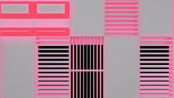 Футуристический Технологический Промышленный Фон Решетки Светящимися Линиями Элементами Абстрактный Фон — стоковое видео