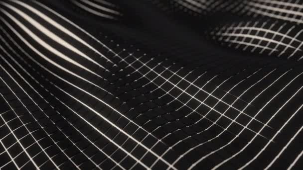 Wavy Surface Made Black Cubes White Glowing Background Abstract Geometric — Stock Video