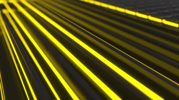 Dark Futuristic Animated Technological Background Made Extruded Shapes Yellow Glowing — Stockvideo
