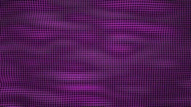 Mor parlayan arka plan ile siyah küpler yapılmış dalgalı yüzey. Soyut geometrik animasyon döngüsü. 3B işleme