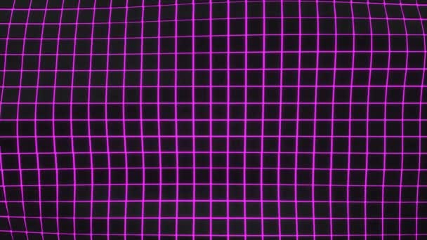 Wellige Oberfläche Aus Schwarzen Würfeln Mit Violett Glühendem Hintergrund Abstrakte — Stockvideo