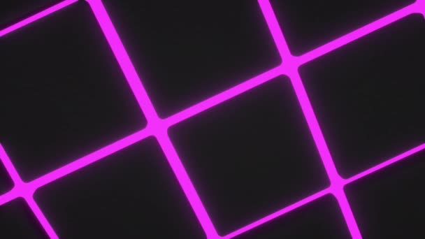 Wavy Surface Made Black Cubes Purple Glowing Background Abstract Geometric — Stock Video