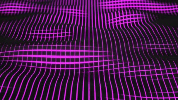 Superficie Ondulada Hecha Cubos Negros Con Fondo Púrpura Brillante Bucle — Vídeo de stock