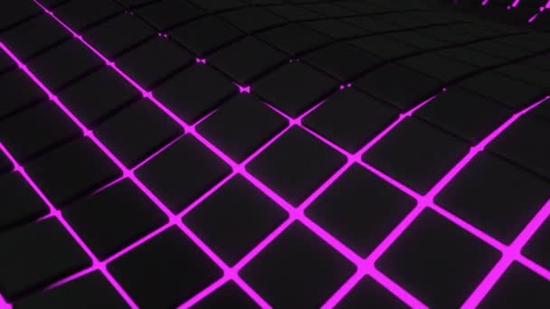 보라색 빛나는 배경으로 큐브로 추상적인 기하학적 애니메이션 루프입니다 렌더링 — 비디오