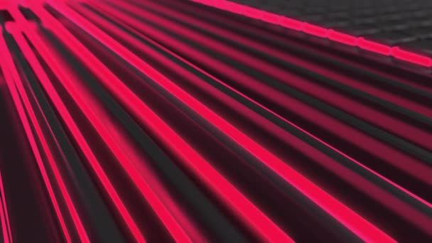 Dark Futuristic Animated Technological Background Made Extruded Shapes Red Glowing — Stock Video