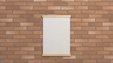 Duvarda çerçeve içinde boş beyaz poster