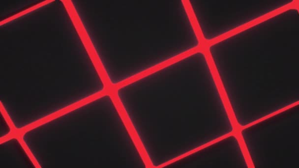 Wavy Surface Made Black Cubes Red Glowing Background Abstract Geometric — Stock Video