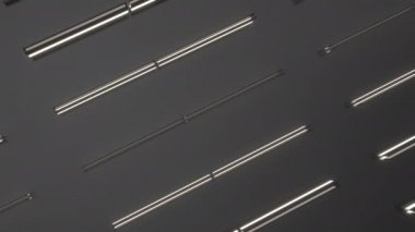 Beyaz parlayan elemanları ile koyu fütüristik teknolojik veya endüstriyel arka plan. Soyut animasyonlu döngü. 3d render animasyonu