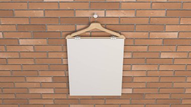 Askı üzerinde boş beyaz dikey poster