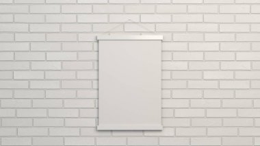 Duvarda çerçeve içinde boş beyaz poster