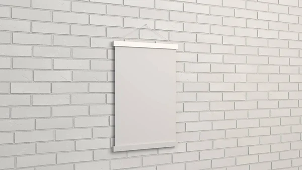 Cartel blanco en blanco con marco en la pared — Foto de Stock