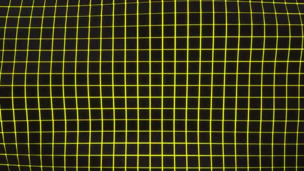 Golvend Oppervlak Gemaakt Van Zwarte Blokjes Met Gele Gloeiende Achtergrond — Stockvideo