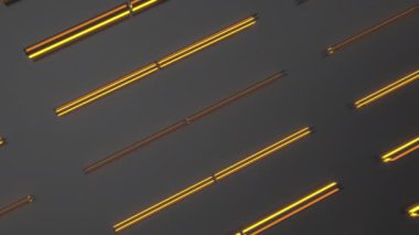 Turuncu parlayan unsurları ile koyu fütüristik teknolojik veya endüstriyel arka plan. Soyut animasyonlu döngü. 3B görüntü oluşturma animasyonu