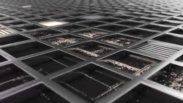 Animierten Futuristischen Technologischen Oder Industriellen Hintergrund Aus Metallrosten Mit Weiß — Stockvideo