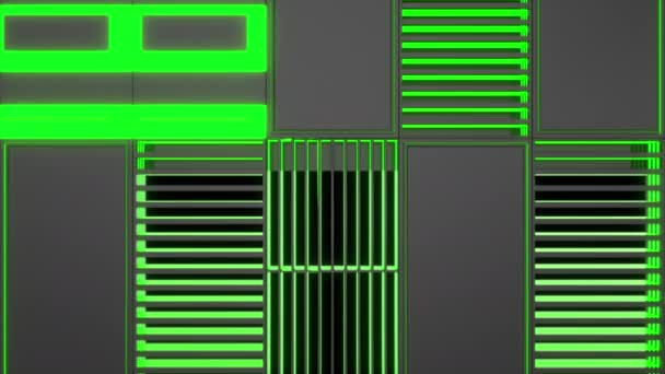 緑の輝く線を持つ押し出された形状から作られた暗い未来的なアニメーション技術の背景 抽象バックグラウンド ループ レンダリング アニメーション — ストック動画