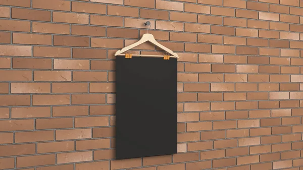 Blank black vertical poster on hanger