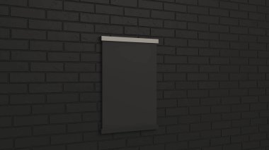 Duvarda çerçeve içinde boş siyah poster