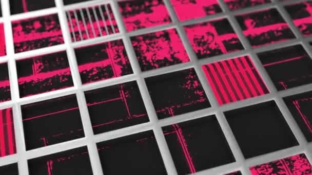 Animated Futuristic Technological Industrial Background Made Metal Grates Red Glowing — Stock Video