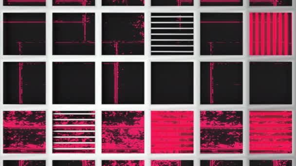 Анимированный Футуристический Технологический Промышленный Фон Металлических Решёток Красными Светящимися Элементами — стоковое видео