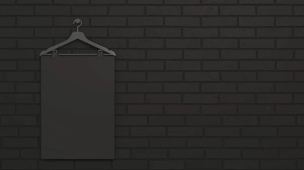 Blank black vertical poster on hanger