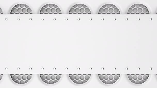 Animated White Banner Template Rectangular Plate Rivets Circular Grille Background — Stock Video