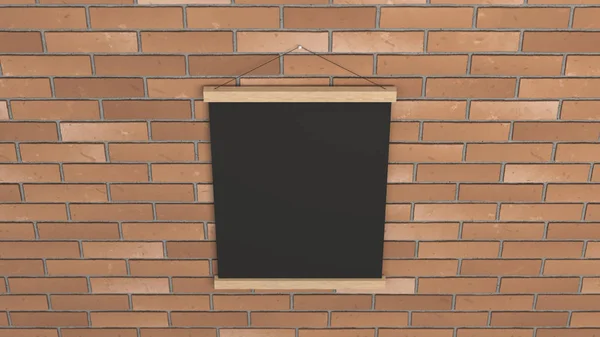 Duvarda çerçeve içinde boş siyah poster — Stok fotoğraf