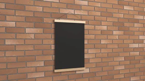 Blank black poster in frame on the wall