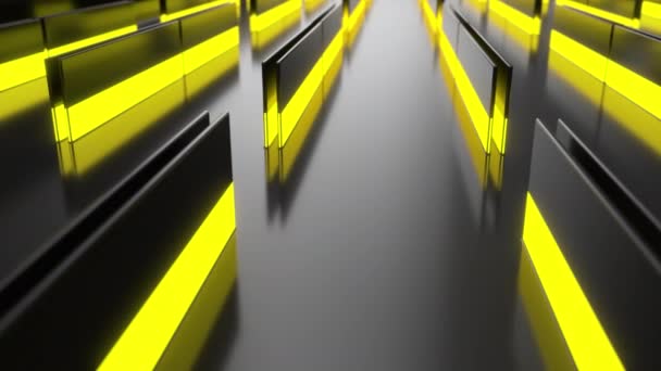 Dark Futuristic Technological Industrial Background Yellow Glowing Elements Abstract Animated — Stock Video