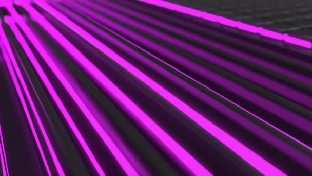 Dark Futuristic Animated Technological Background Made Extruded Shapes Purple Glowing — Stock Video