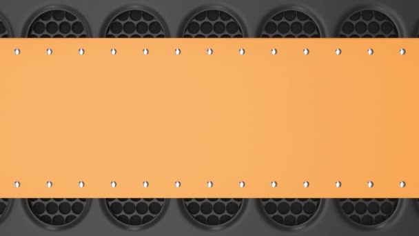 Plantilla Animada Banner Naranja Negro Placa Rectangular Con Remaches Sobre — Vídeos de Stock