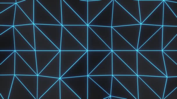 Абстрактный Анимированный Фон Многоугольной Формы Темная Низкая Полюсная Поверхность Синими — стоковое видео