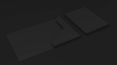 Boş siyah karton klasör mockup