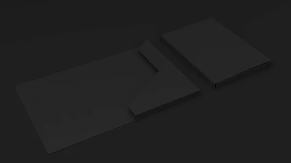 Mockup of blank black cardboard folder — Stock Photo, Image