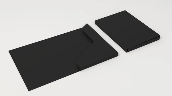 Burla de la carpeta de cartón negro en blanco —  Fotos de Stock