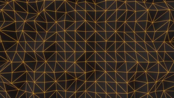 Абстрактный Анимированный Фон Многоугольной Формы Темная Низкая Полюсная Поверхность Оранжевыми — стоковое видео