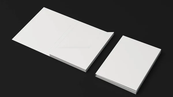 Attrappe eines leeren weißen Kartonordners — Stockfoto