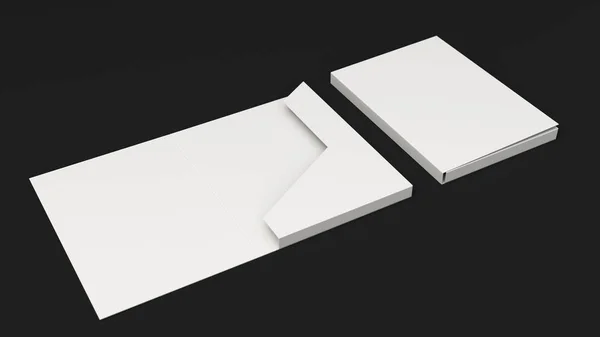 Mockup de pasta de papelão branco em branco — Fotografia de Stock
